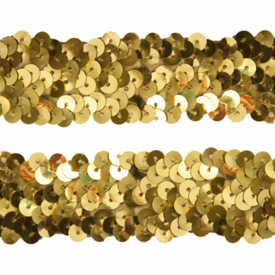 Тесьма с пайетками D16, шир. 30 мм/уп. 25+/-1 м, цвет золото - купить в Новом Уренгое. Цена: 1 087.39 руб.