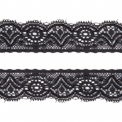 Кружево эластичное LY-311, шир. 20 мм, цвет чёрный - купить в Новом Уренгое. Цена: 19.25 руб.