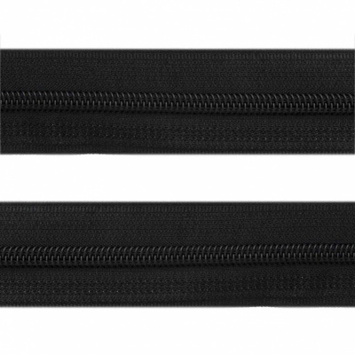 Рулонная молния с покрытием PVC спираль тип 3 (упак.270м) -черная с полосой СВО - купить в Новом Уренгое. Цена: 12.74 руб.