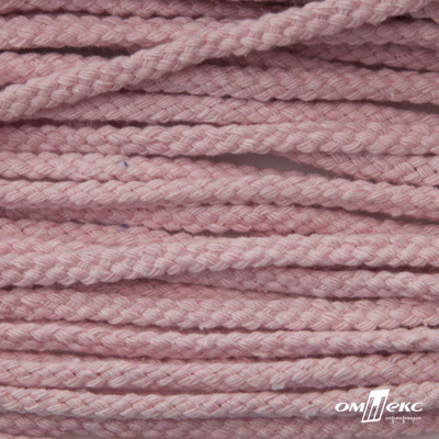 Шнур плетеный d-6 мм круглый, 70% хлопок 30% полиэстер, уп.90+/-1 м, цв.1087-розовый - купить в Новом Уренгое. Цена: 588 руб.