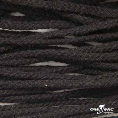 Шнур плетеный d-6 мм круглый, 70% хлопок 30% полиэстер, уп.90+/-1 м, цв.1078-черный - купить в Новом Уренгое. Цена: 594 руб.
