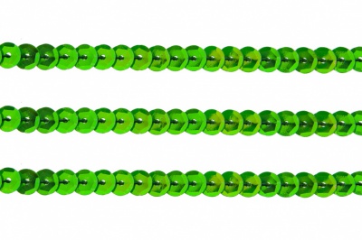 Пайетки "ОмТекс" на нитях, CREAM, 6 мм С / упак.73+/-1м, цв. 94 - зеленый - купить в Новом Уренгое. Цена: 297.48 руб.