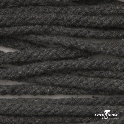 Шнур плетеный d-6 мм круглый, 70% хлопок 30% полиэстер, уп.90+/-1 м, цв.1088-т.серый - купить в Новом Уренгое. Цена: 594 руб.