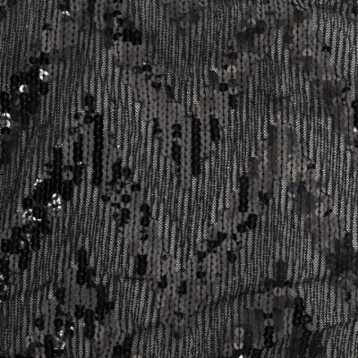 Трикотажное полотно с пайетками, шир.130 см, #311-бахрома чёрная - купить в Новом Уренгое. Цена 1 183.35 руб.