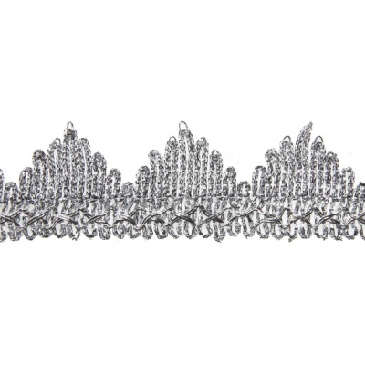 Тесьма металлизированная 0384-0240, шир. 40 мм/уп. 25+/-1 м, цвет серебро - купить в Новом Уренгое. Цена: 490.74 руб.