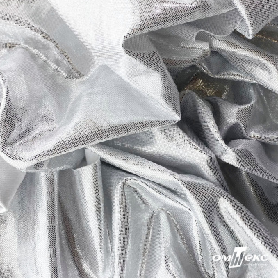 Трикотажное полотно голограмма, шир.140 см, #602 -белый/серебро - купить в Новом Уренгое. Цена 385.88 руб.