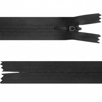 Молния потайная Т3, 60 см, хлопок, цвет чёрный - купить в Новом Уренгое. Цена: 10.13 руб.