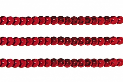Пайетки "ОмТекс" на нитях, SILVER-BASE, 6 мм С / упак.73+/-1м, цв. 3 - красный - купить в Новом Уренгое. Цена: 468.37 руб.