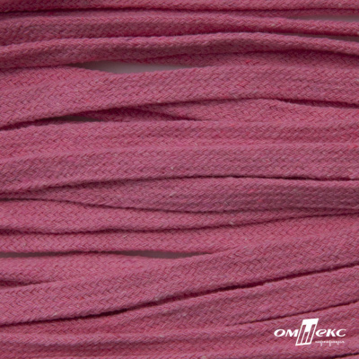 Шнур плетеный d-8 мм плоский, 70% хлопок 30% полиэстер, уп.85+/-1 м, цв.1029-розовый - купить в Новом Уренгое. Цена: 735 руб.