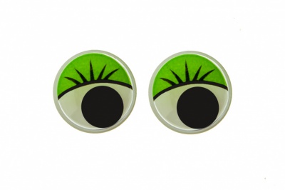 Глазки для игрушек, круглые, с бегающими зрачками, 15 мм/упак.50+/-2 шт, цв. -зеленый - купить в Новом Уренгое. Цена: 113.01 руб.