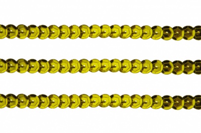 Пайетки "ОмТекс" на нитях, SILVER-BASE, 6 мм С / упак.73+/-1м, цв. 7 - св.золото - купить в Новом Уренгое. Цена: 468.37 руб.