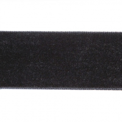Лента бархатная нейлон, шир.25 мм, (упак. 45,7м), цв.03-черный - купить в Новом Уренгое. Цена: 800.84 руб.