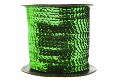 Пайетки "ОмТекс" на нитях, SILVER-BASE, 6 мм С / упак.73+/-1м, цв. 4 - зеленый - купить в Новом Уренгое. Цена: 484.77 руб.