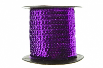 Пайетки "ОмТекс" на нитях, SILVER-BASE, 6 мм С / упак.73+/-1м, цв. 12 - фиолет - купить в Новом Уренгое. Цена: 300.55 руб.