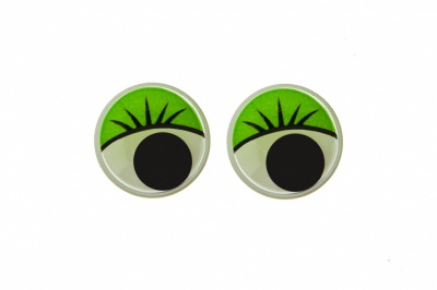 Глазки для игрушек, круглые, с бегающими зрачками, 12 мм/упак.50+/-2 шт, цв. -зеленый - купить в Новом Уренгое. Цена: 95.04 руб.