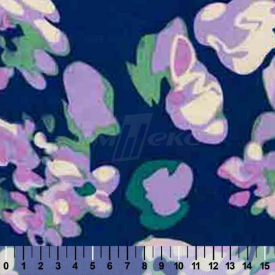 Штапель принт (100% вискоза) D4,C3, 110 гр/м2, шир.140см, принт цветы/василёк - купить в Новом Уренгое. Цена 343 руб.