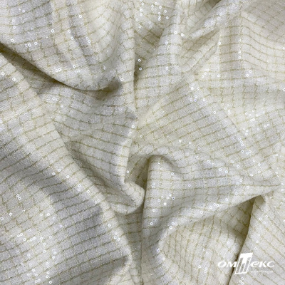 Ткань костюмная с пайетками, 100%полиэстр, 460+/-10 гр/м2, 150см #309 - цв. молочный - купить в Новом Уренгое. Цена 1 203.93 руб.