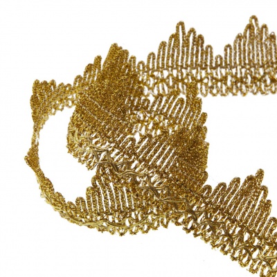 Тесьма металлизированная 0384-0240, шир. 40 мм/уп. 25+/-1 м, цвет золото - купить в Новом Уренгое. Цена: 490.74 руб.
