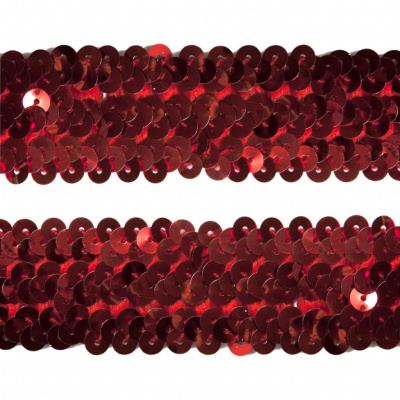 Тесьма с пайетками 3, шир. 30 мм/уп. 25+/-1 м, цвет красный - купить в Новом Уренгое. Цена: 1 087.39 руб.